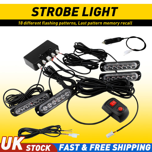 4pcs led amber strobe lights - 6-led,